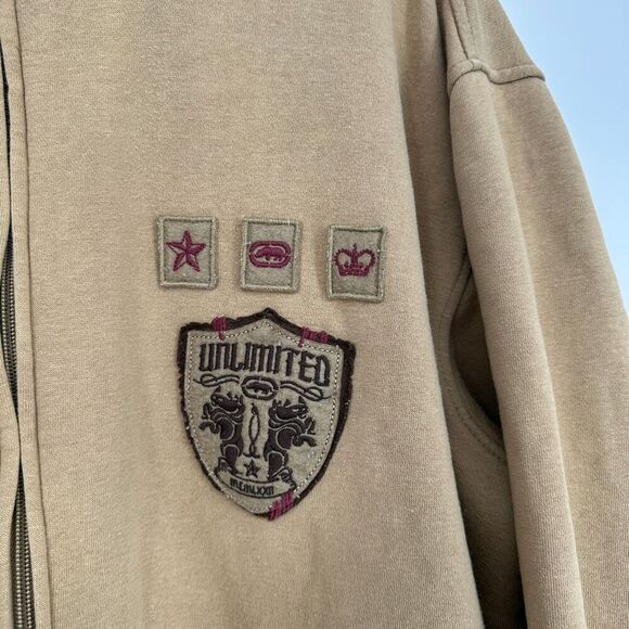 Vintage Ecko Unltd Mens Full Zip Jacket XL Tan Y2K Grafitti Grunge Rhino Baggy - Picture 6 of 12